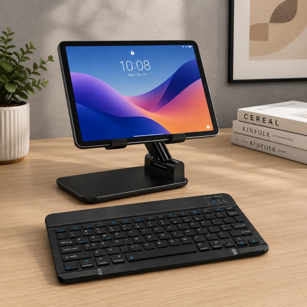 kit  para Tablet Samsung Galaxy S9+, com Suporte e Teclado via Bluetooth