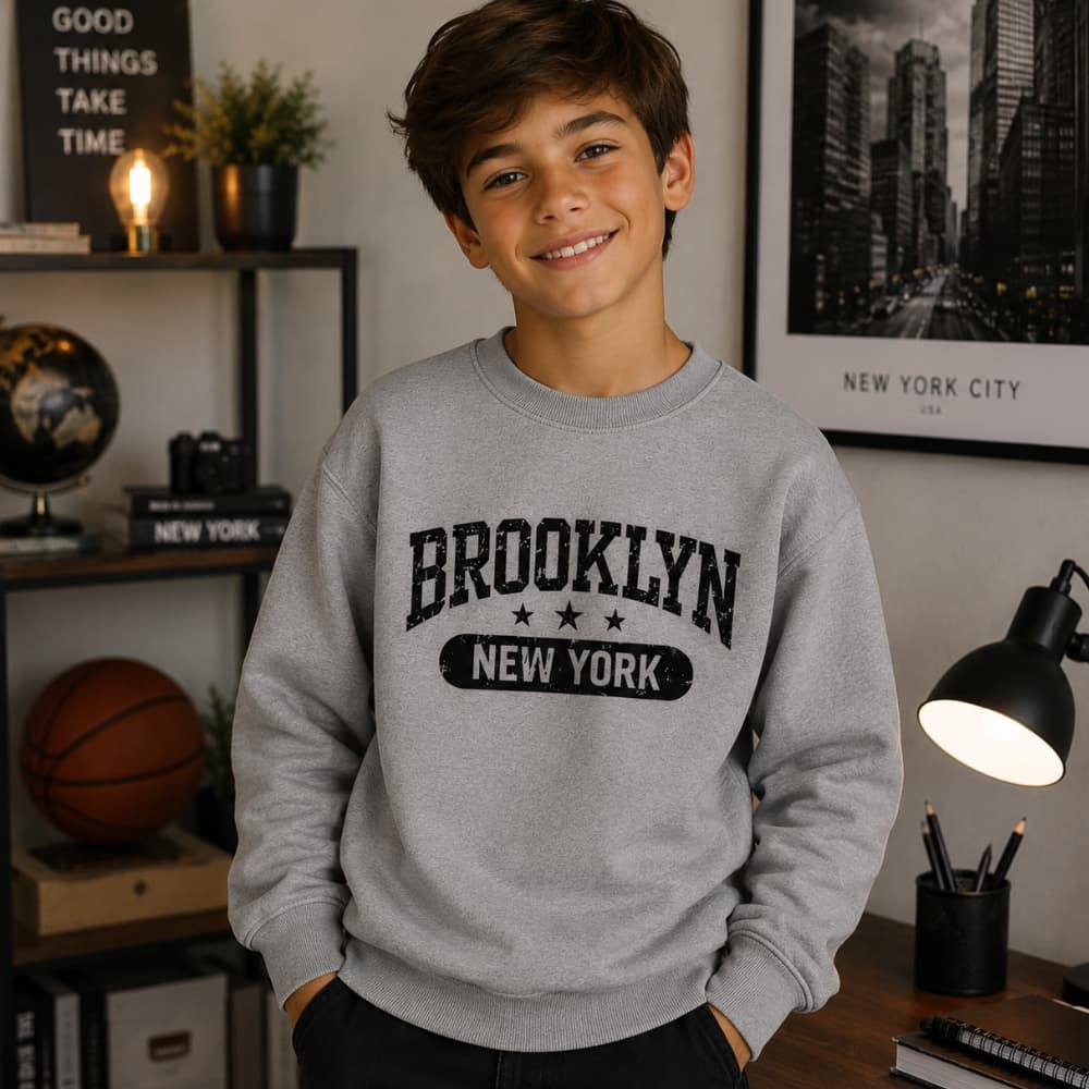 Moletom infantil juvenil brooklyn blusa de frio meninos careca de algodão tam 02 a 16