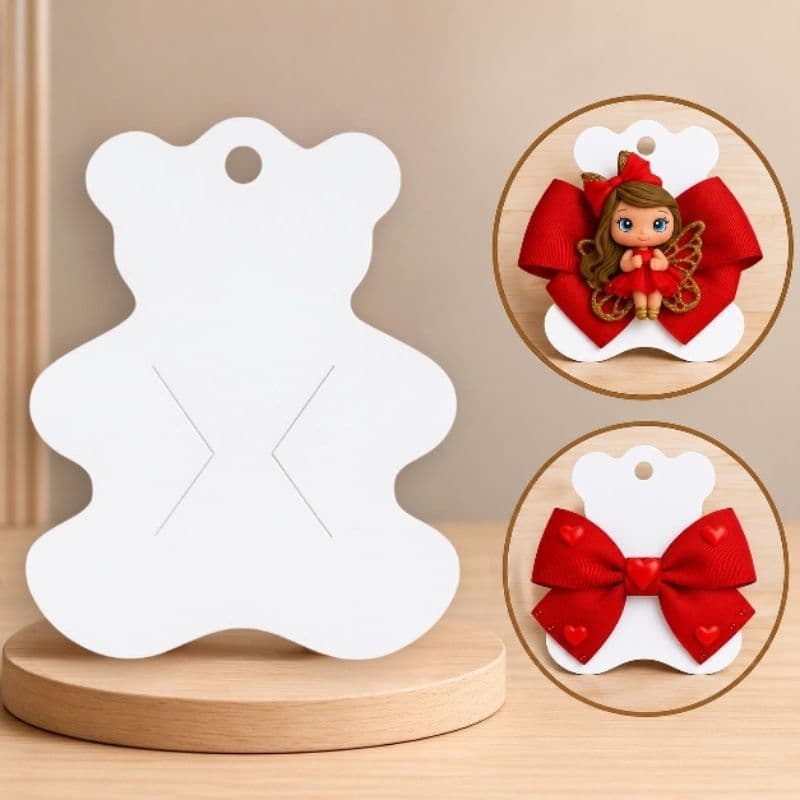 100 Cartelas Tag Urso para Kit Bico de Pato/Laços/Presilha/Hair Clips/Nuvem/Papeletas/Embalagem