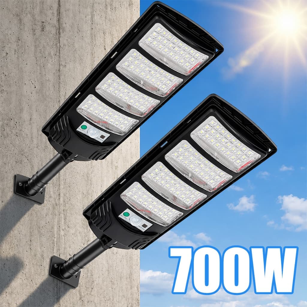Kit 2 Luminária Solar Poste Potente 700/600W Com Controle