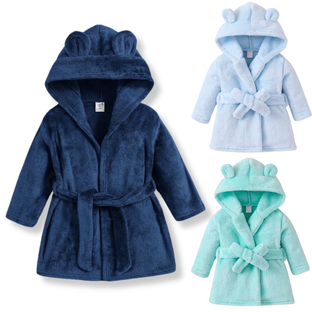 Roupão De Frio Bebe e Infantil Com Capuz e Cinto Tecido Plush Antialérgico
