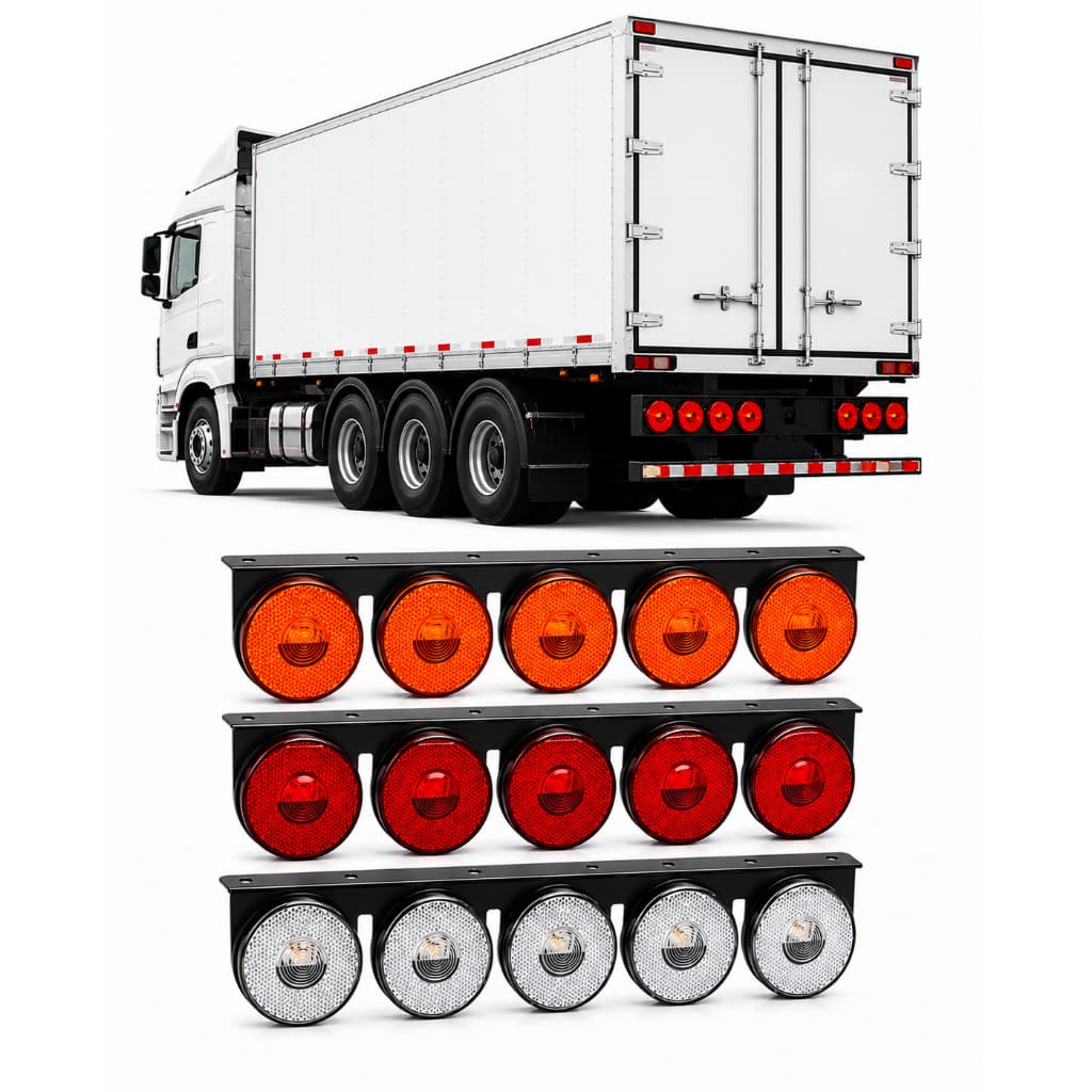 Lanterna Caminhão Carreta Trailer Caretinha Maria Bojuda Foguinho Em Led - Bi Volt 5 Lugares
