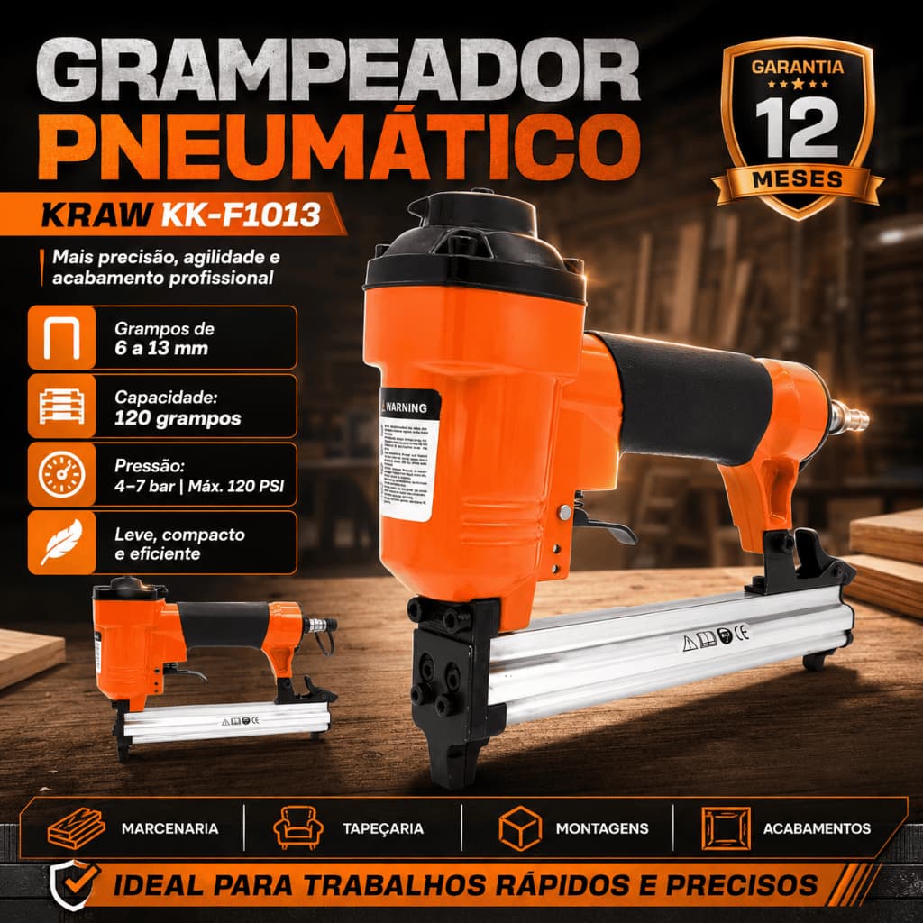 Grampeador Pneumatico 6mm a 13mm KK-F1013