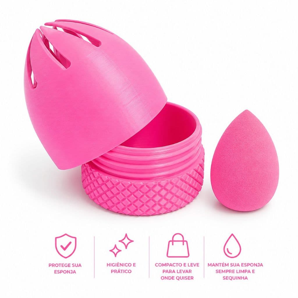 Porta Esponja de Maquiagem ventilado - Suporte Compacto com Tampa