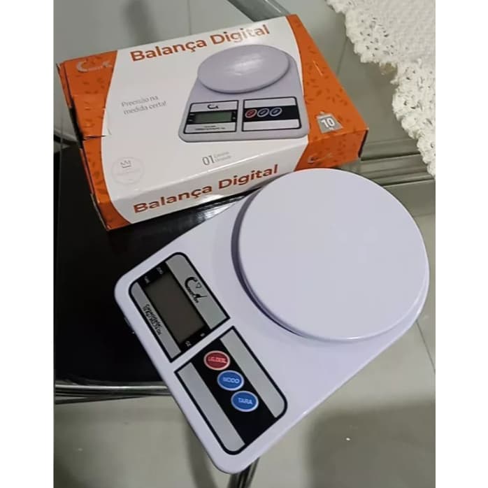 Balança Digital Resistente p/ Cozinha de Alta Precisão até 10kg p/ Dieta Nutrição Confeitaria etc