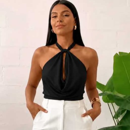 Blusa Feminina Ajustável Frente Única Decote Costas Nuas Elegante Moda Feminina