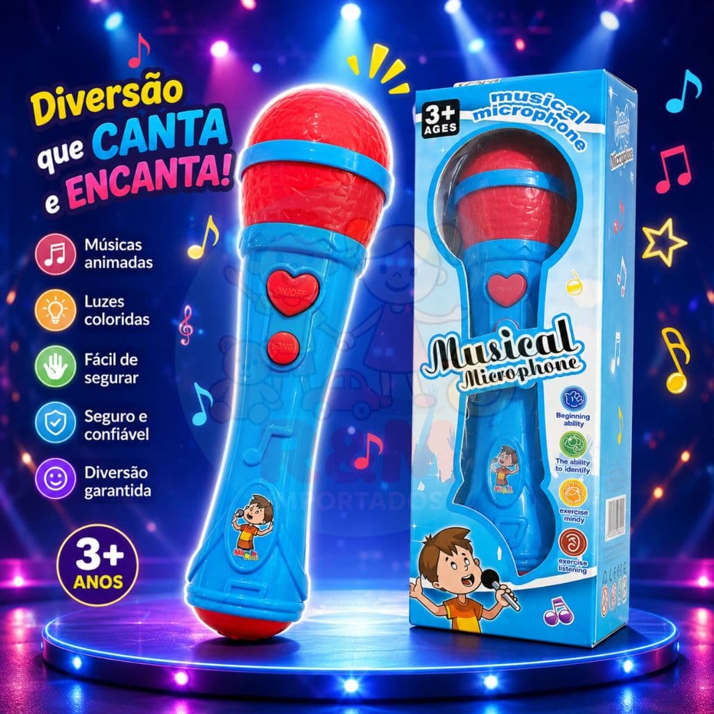 Microfone Brinquedo Menino Sai a voz e Musical Rock Infantil