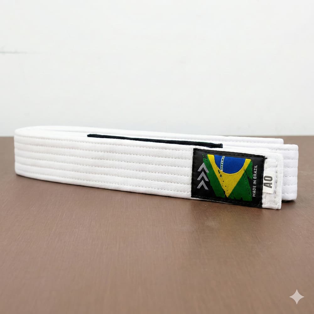 Faixa Jiu Jitsu Tradicional Branca 100% Algodão Reforçada Ponta Graduação 6 Costuras Treino Competição