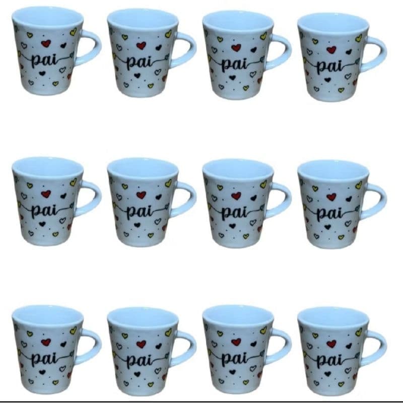 Jogo Caneca Porcelana Pai Personalizada Xícara Chá Café 120ml Dia dos Pais