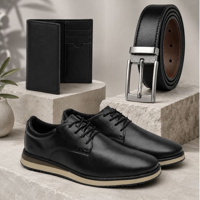 Kit Sapato Social Masculino Ajustavel Oxford Porta Cartões e Cinto