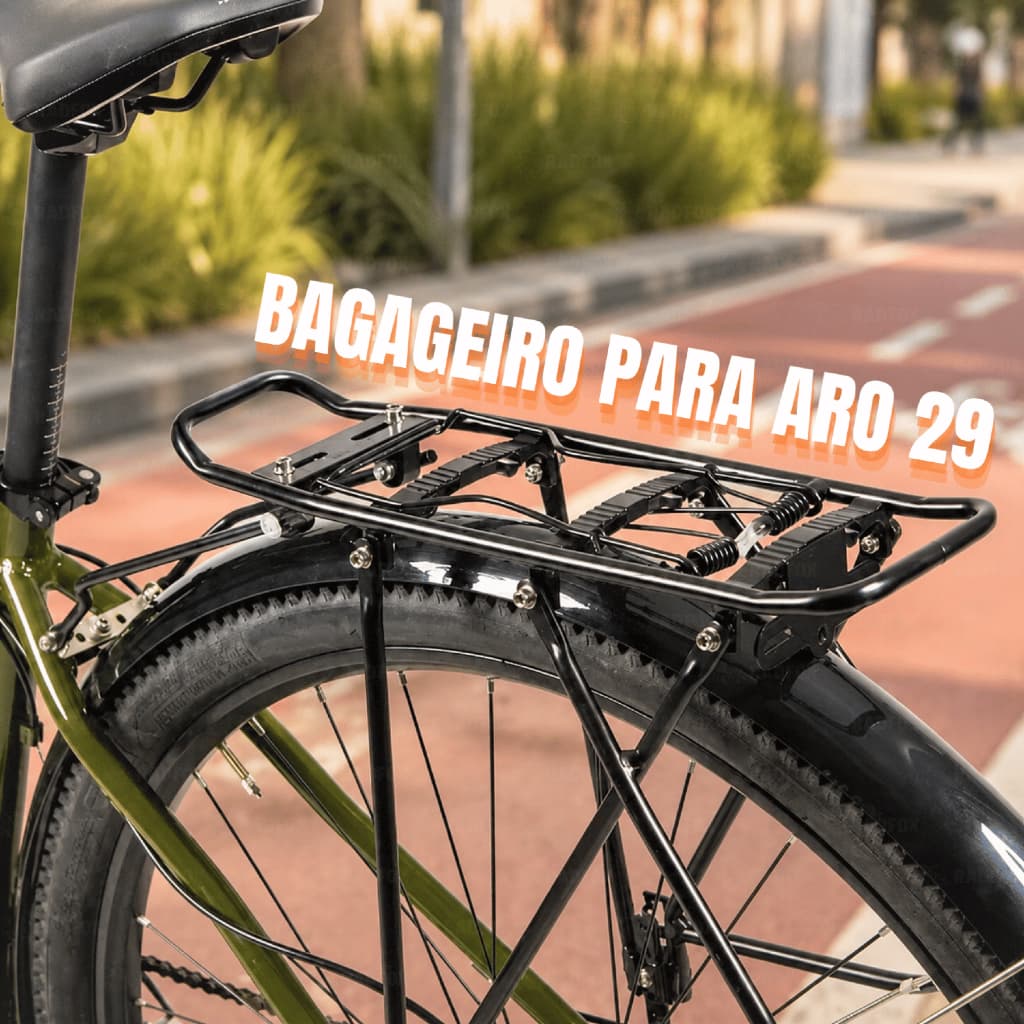 Garupa De Bicicleta Aro 29 26 700 Reforçada Para Freio A Disco Bagageiro Traseiro Mtb E Urbana Preto