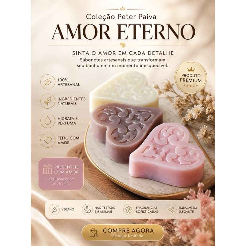 Sabonete artesanal Amor eterno kit com 3 sabonetes