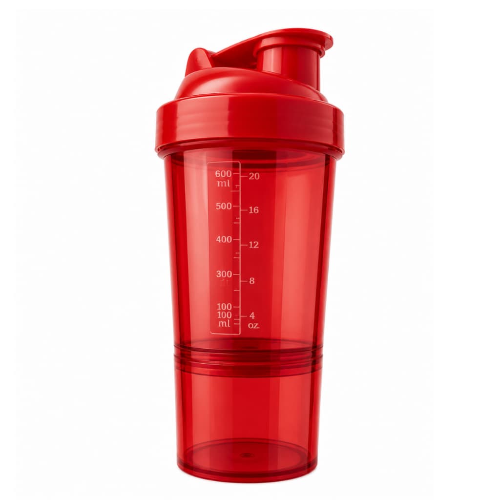 oferta! COQUETELEIRA VERMELHA 600ML COM 2 COMPARTIMENTOS FITNESS NÃO VAZA | IDEAL PARA WHEY E ACADEMIA PROMOÇÃO