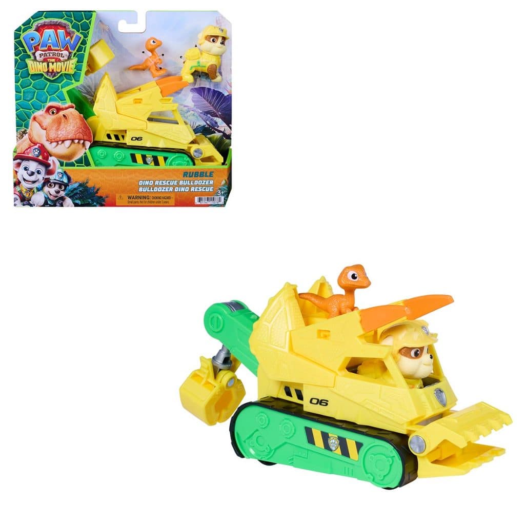 Bulldozer do Rubble + 2 Bonecos - Patrulha Canina: Uma Aventura Dino