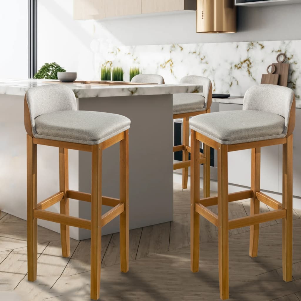 Kit 2 Banquetas Gourmet Madeira Eucalipto Estofada Bancada Cozinha Ilha Balcão 96cm