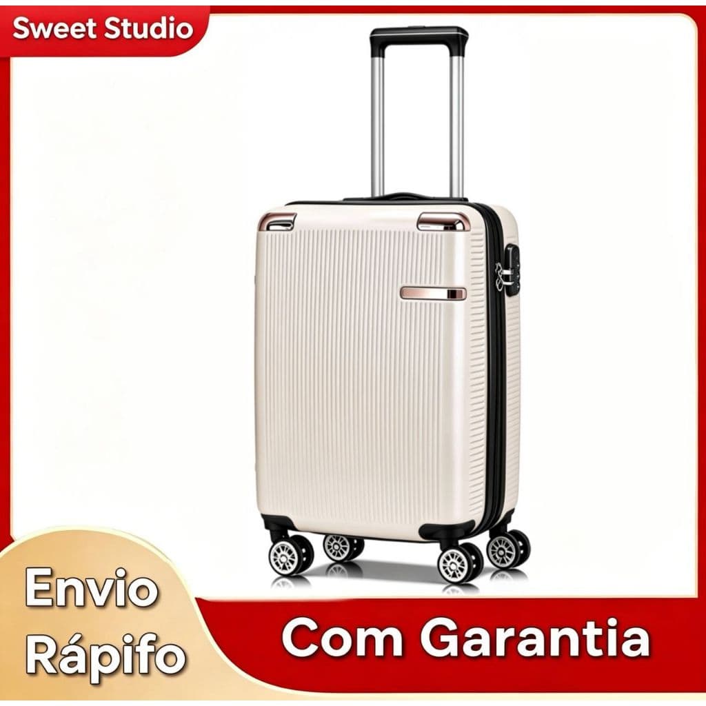 Mala De Viagem Bordo 10kg 18KG Pequena Média Abs Rígida Rodinhas 360 Com Zíper Expansivel