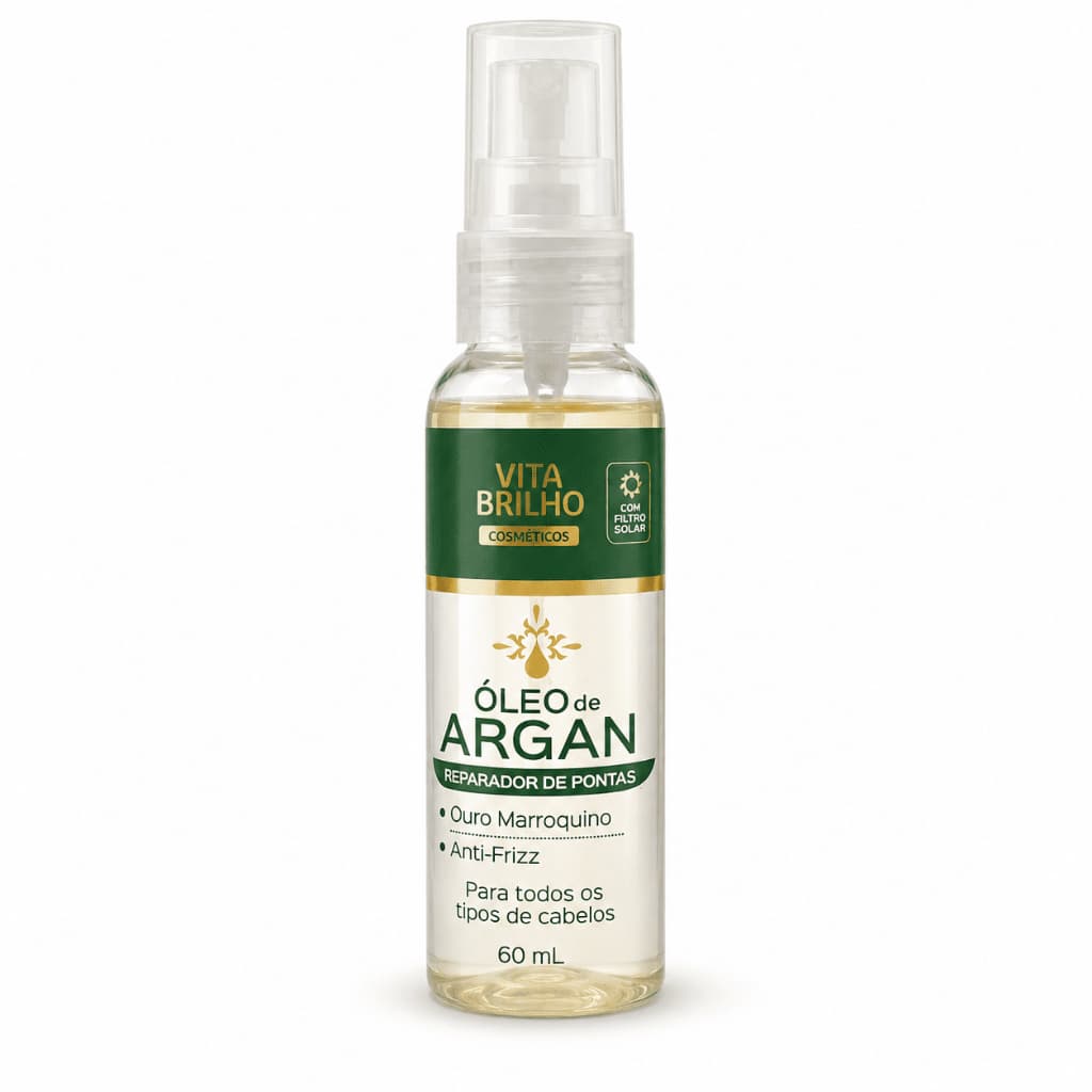 Reparador de Pontas Óleo de Argan Vita Brilho 60ml Ouro Marroquino Anti Frizz Hidratação Brilho