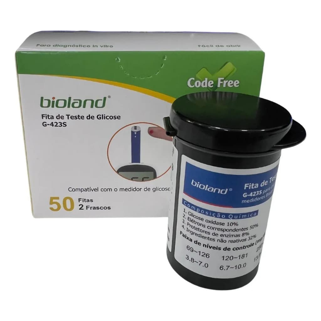 Kit Fita Tira Teste De Glicose Glicemia G-423s Bioland