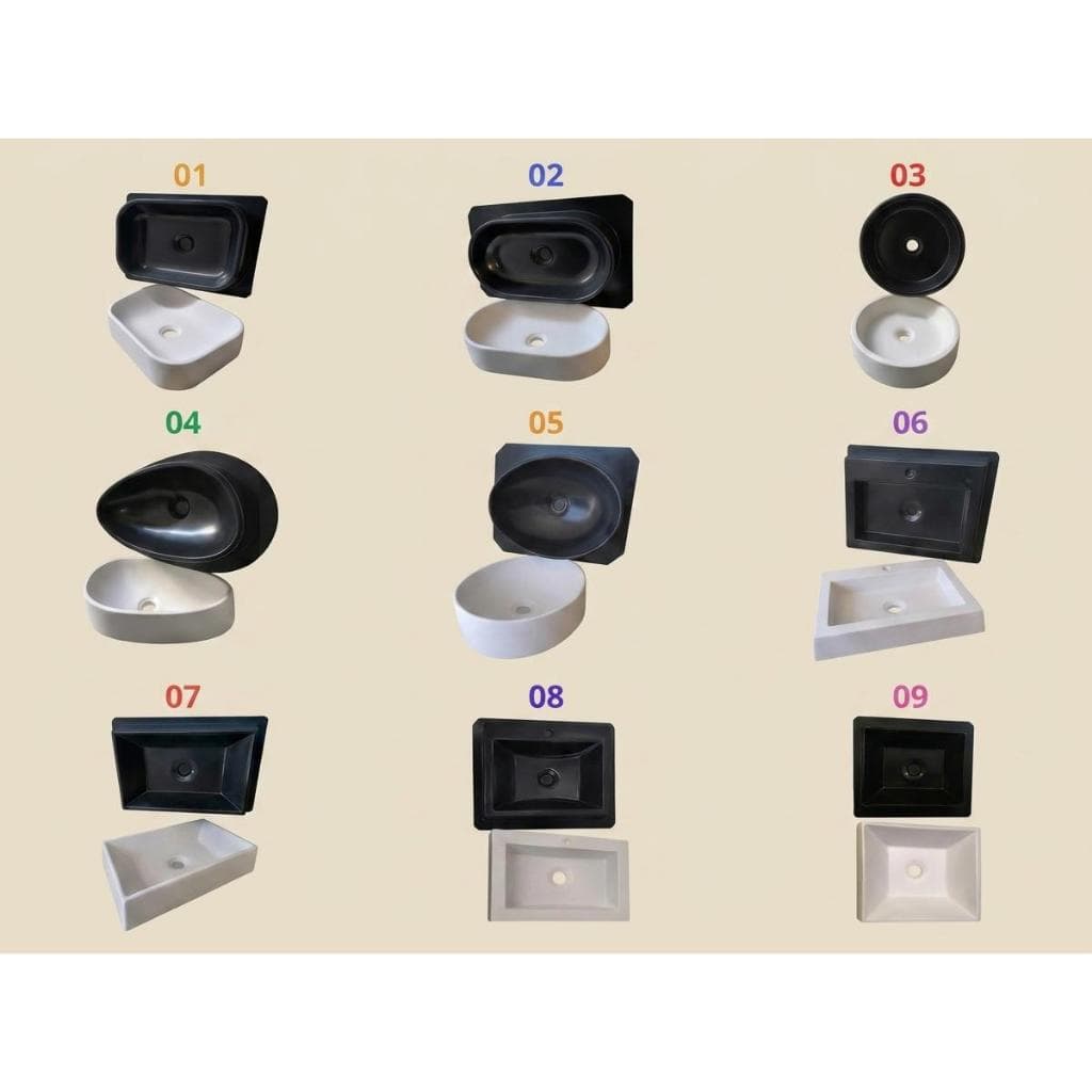 Kit com 9 Unidades De Moldes 3D Para Cuba de Sobrepor Banheiro 9 Formas 3D Para Pia Ralo Padrão