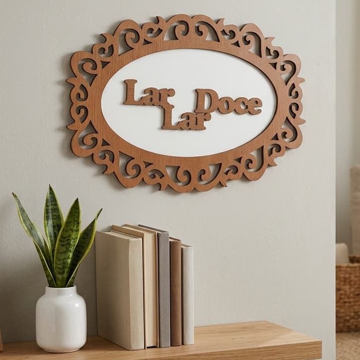 Placa Lar Doce Lar 16x23cm Decoração Lar Doce Lar