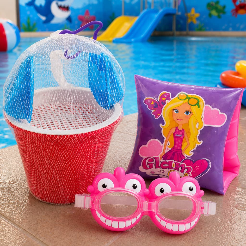 Óculos De Natação Infantil Praia Piscina Ajustável + Boia de Braço Para Menina e Menino