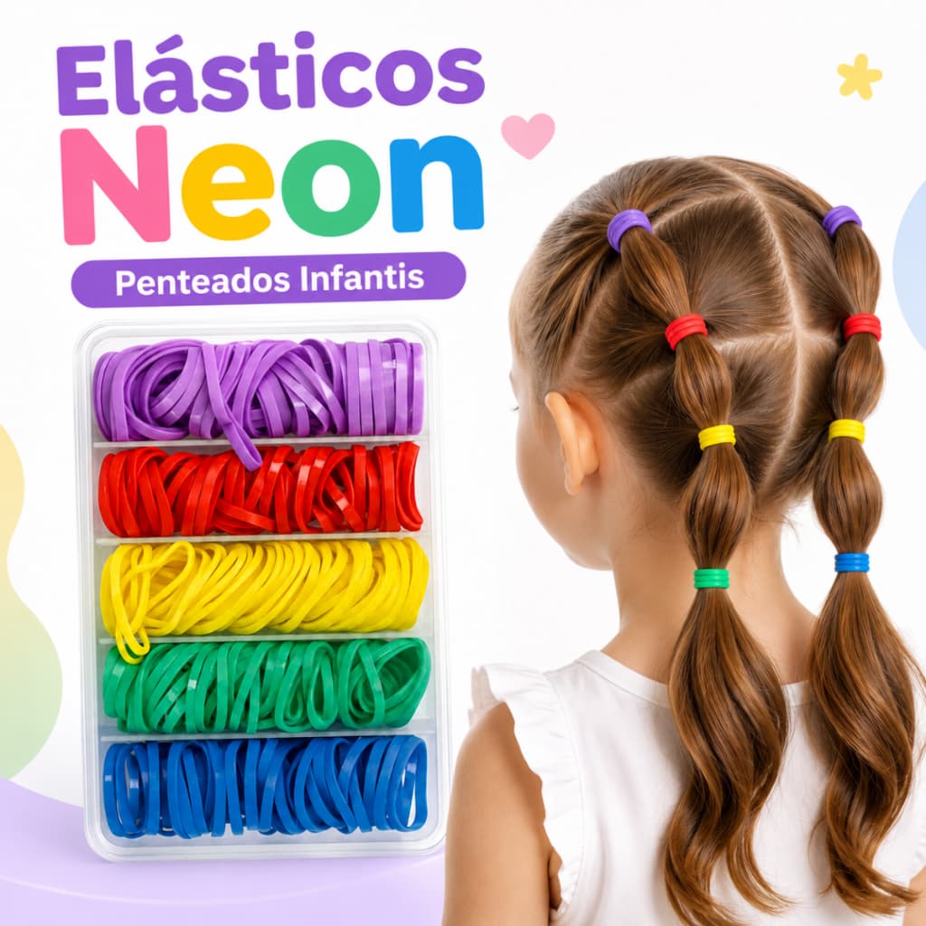 Elásticos de Silicone Infantil Coloridos Neon Xuxinha Cabelo