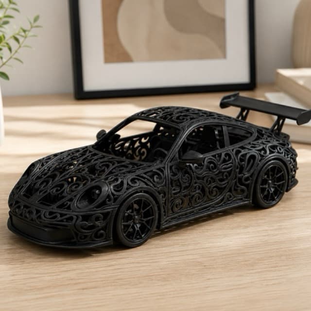 Porsche 1992 GT3 Arabesque Black Edition – Escultura Automotiva Decorativa com detalhes