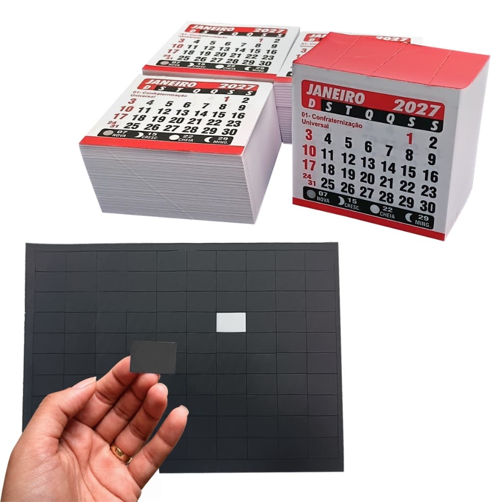 25 / 50 / 100  Mini Calendario 2027 + Manta De Imã Imantada Destacada