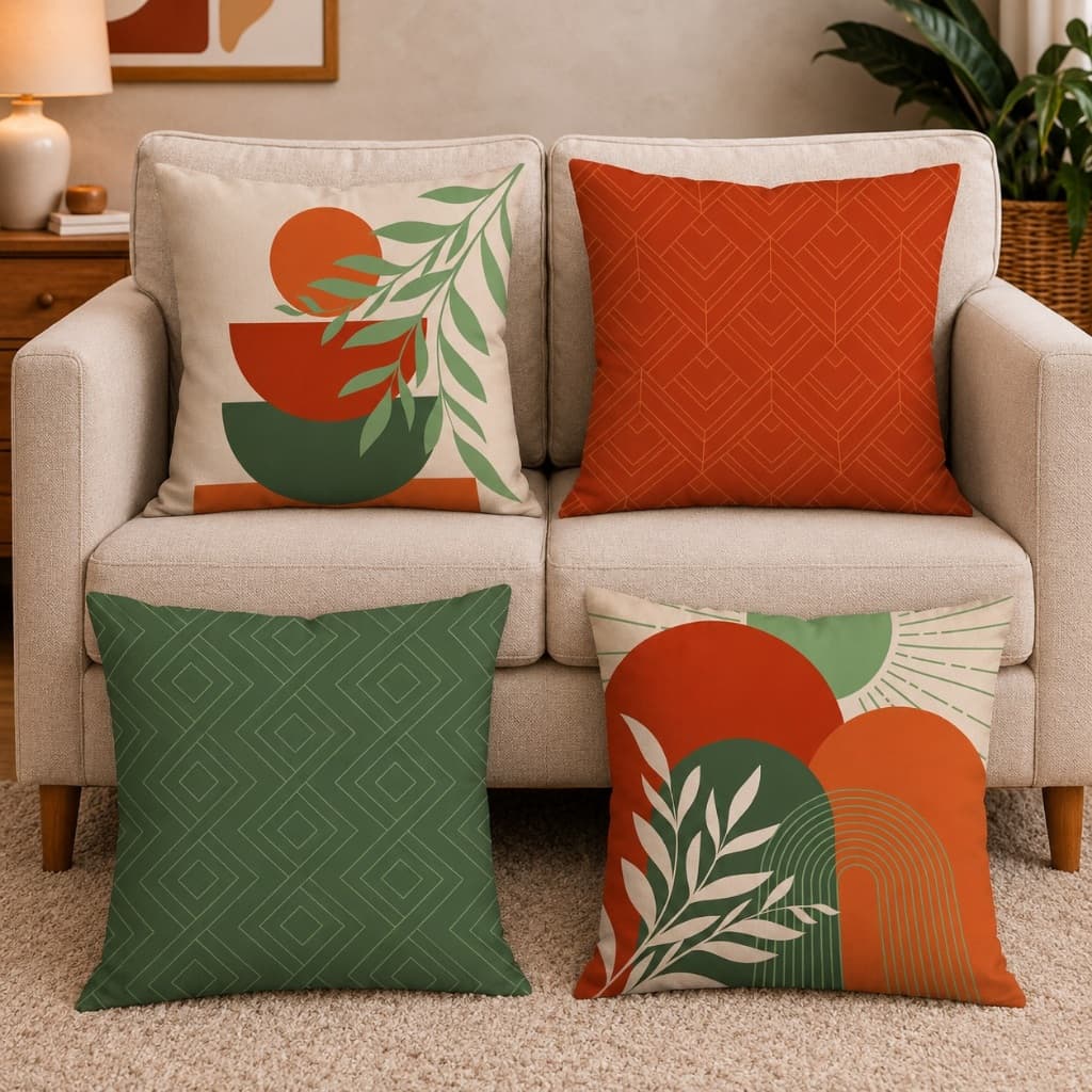 Kit 4 Capas de Almofadas 45x45 Decorativas Sala Sofá Abstrato Geométrico