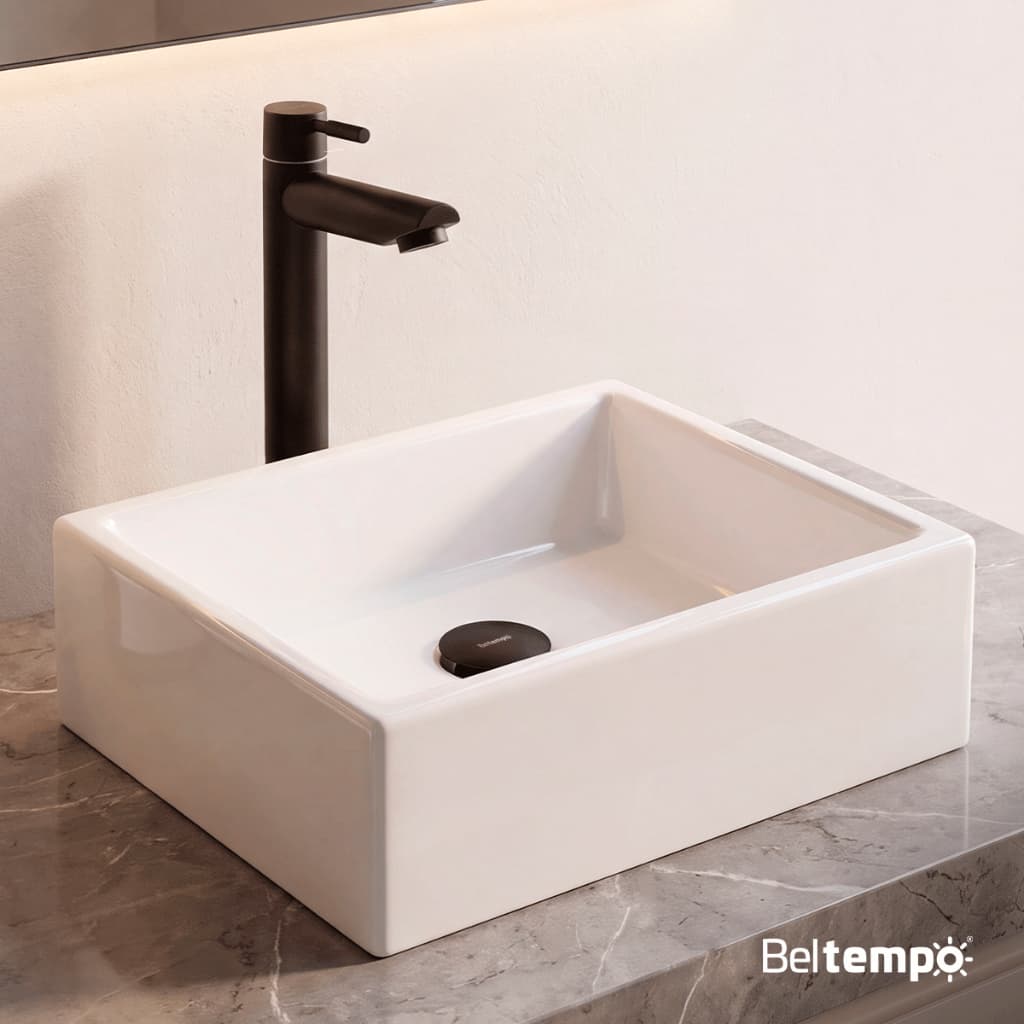 Cuba Pia de Apoio Sobrepor Retangular 42x32 Branca Banheiro Lavabo Beltempo BT-3387