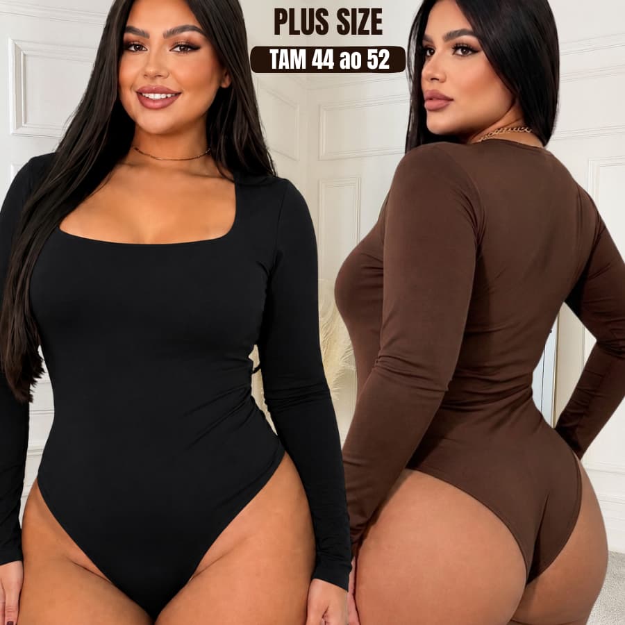 Body feminino feminino plus size decote quadrado manga longa Body Manga Longa Feminino Body Preto Body Marrom