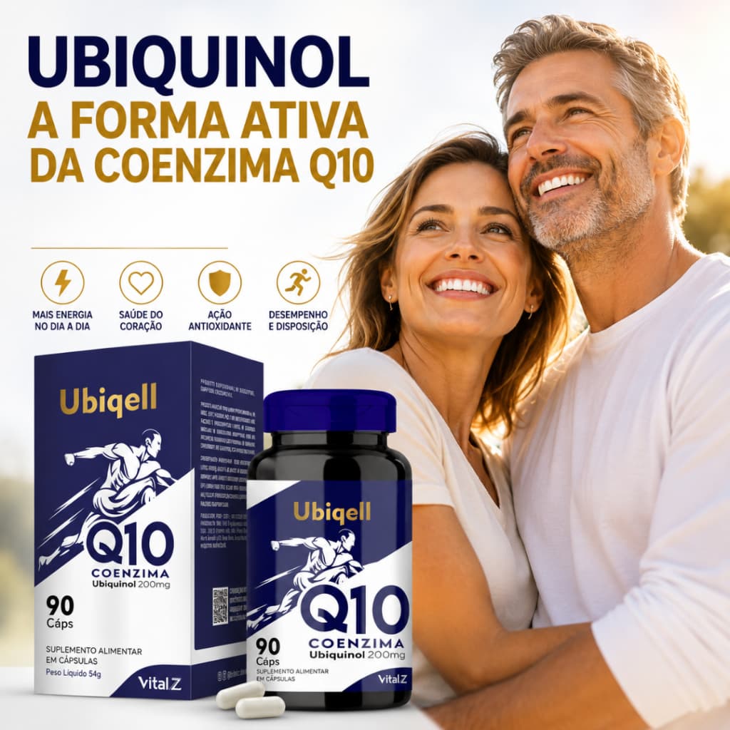 Ubiqell Q10 Coenzima Q10 (Ubiquinol) 200mg | 90 Cápsulas 8X MAIS FORTE QUE O TRADICIONAL