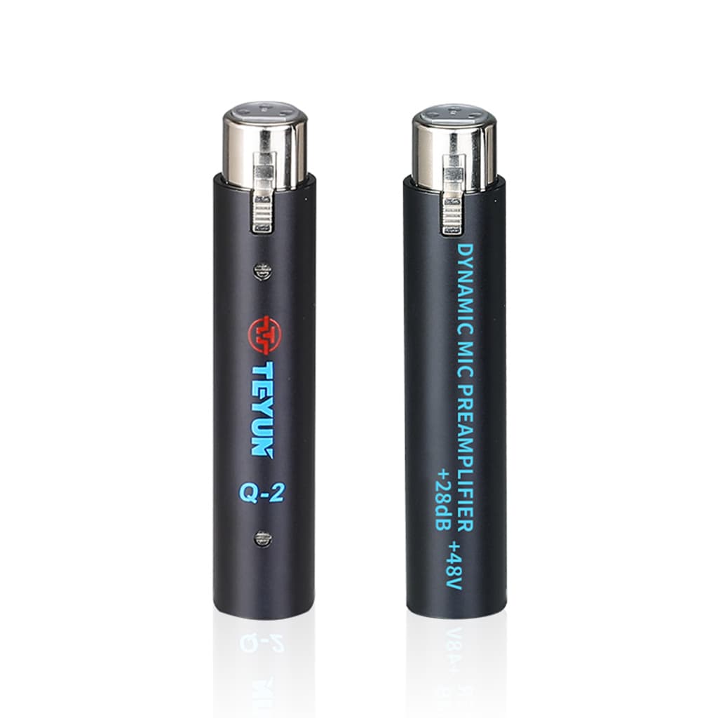 Teyun Q-2 Pré-amplificador de Microfone Dinâmico Ganho +28dB Classe A Pura Amplificação de Baixo Ruído Phantom Power 48V