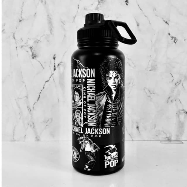 Garrafa Térmica de água Inox Personalizada do Michael Jackson gravação a Laser 360°