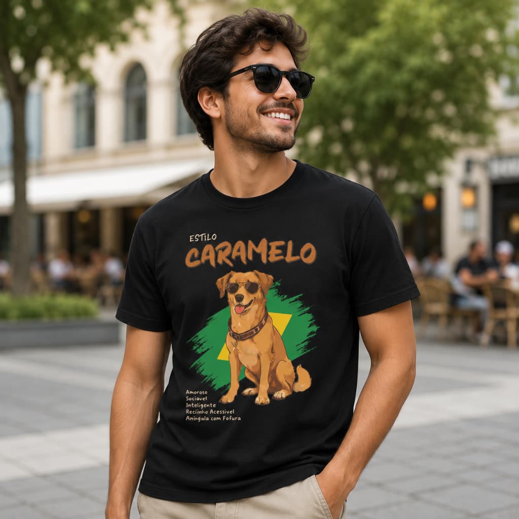 Camiseta Unissex Poliéster Estilo Cachorro Caramelo Vintage Casual Pet Lovers