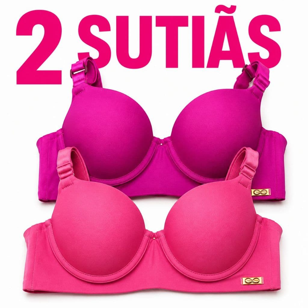 Kit 2 Sutiãs com Bojo Duplo Reforçado Tecido Duplo Alta Sustentação
