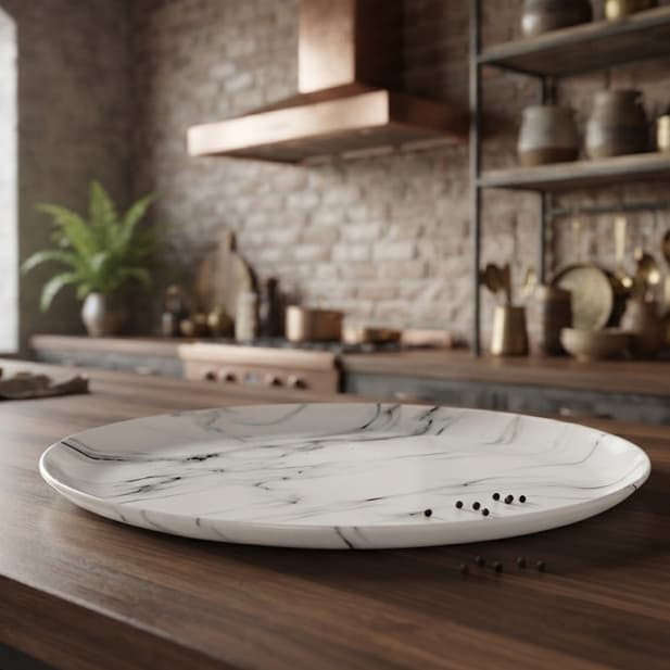 Travessa Oval De Porcelana Marble Haüskraft 40cm