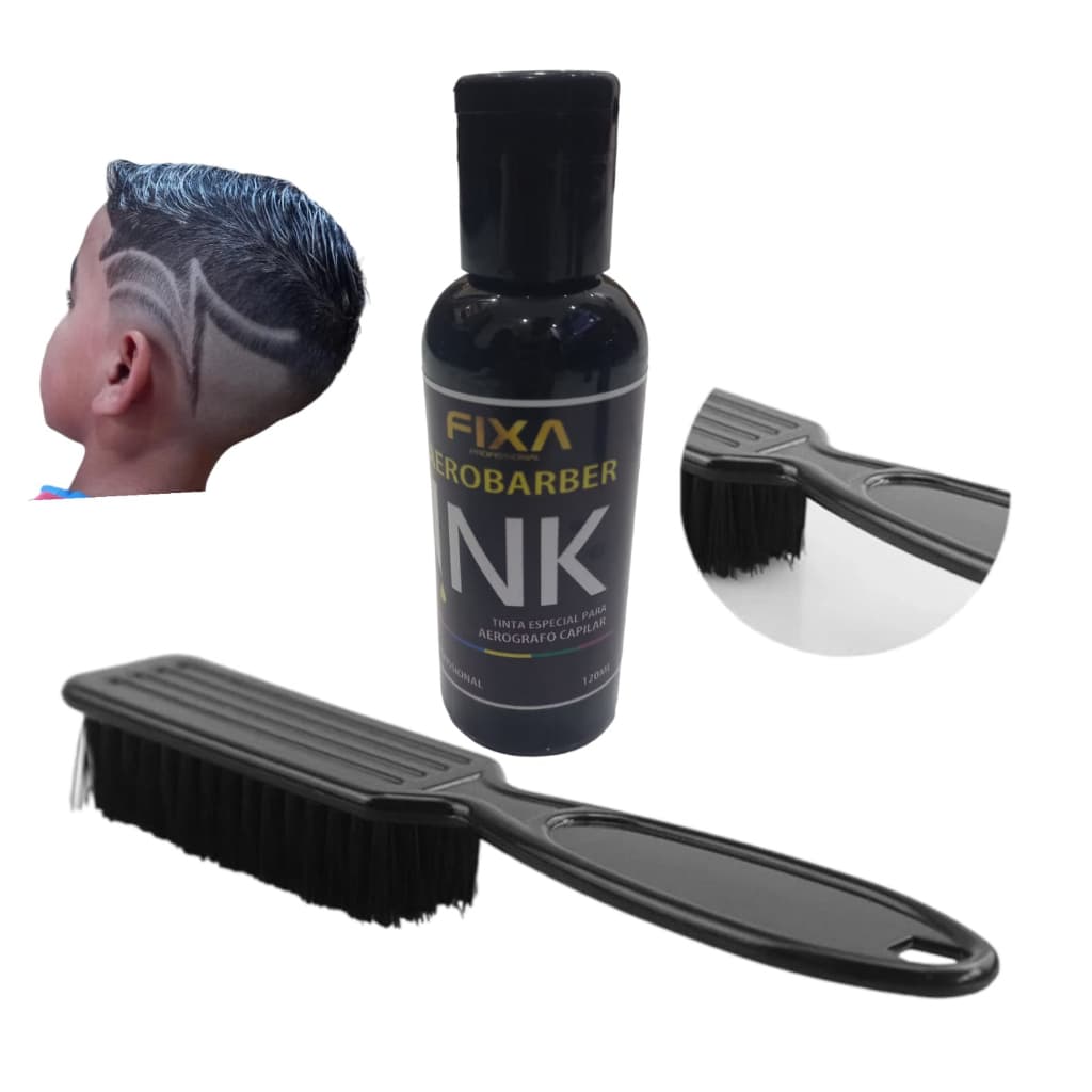 Escovinha de Disfarce + Tinta Aerógrafo Profissional Barbeiro