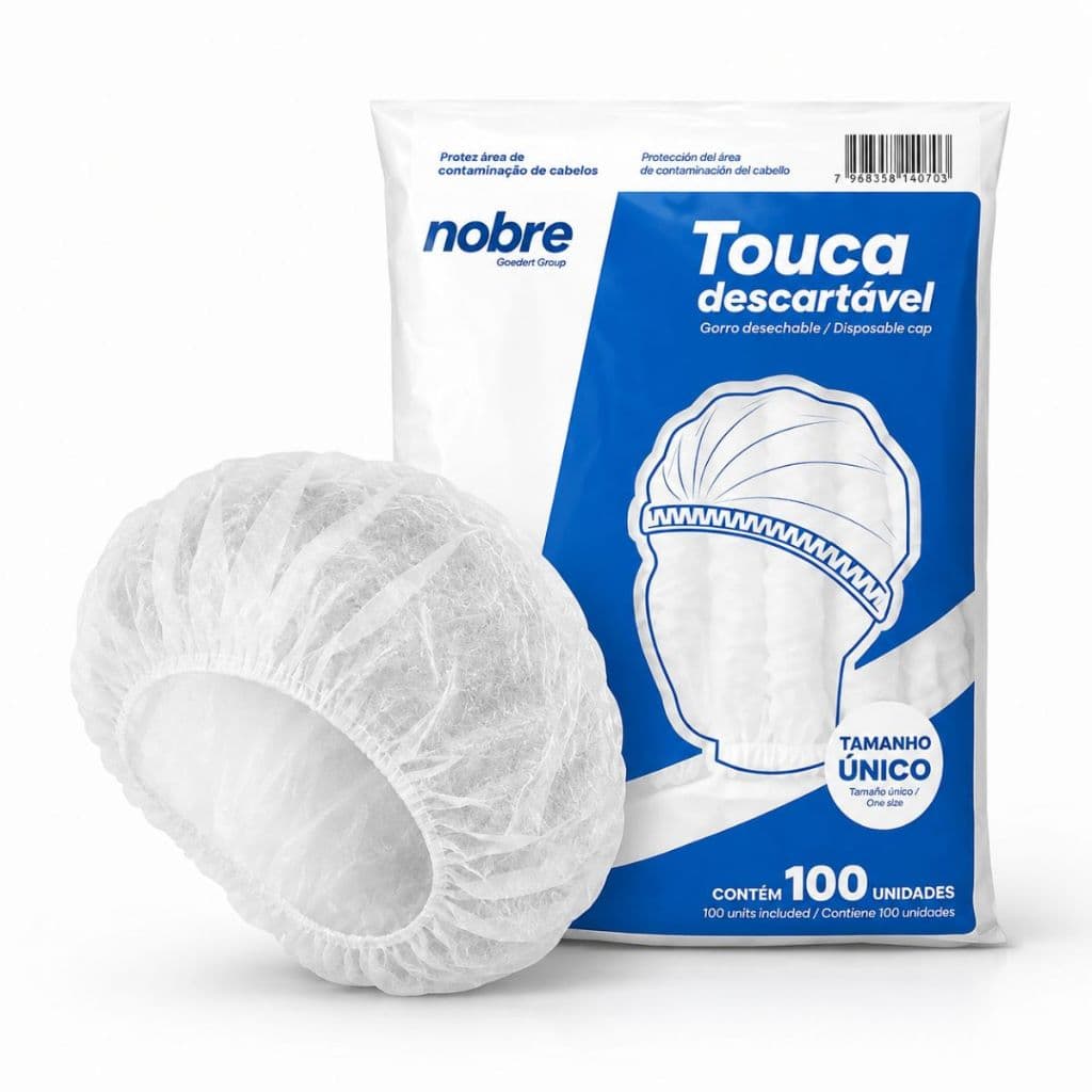 Kit 100 Touca Descartável TNT Sanfonada Branca Nobre