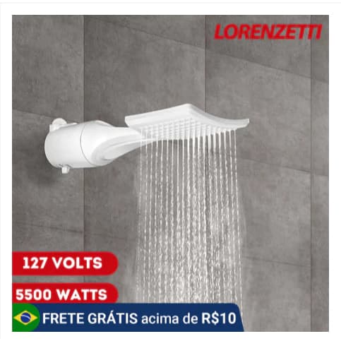 Chuveiro Ducha Eletrônico Loren Shower Ultra Lorenzetti 127v 5500w Branco Elétrico