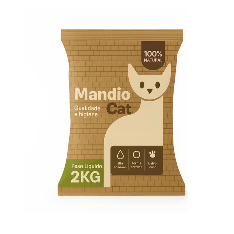 Areia De Gato MandioCat Biodegradável Grãos Finos -Areia de Mandioca Areia Higiênica 100% Natural e Biodegradavel