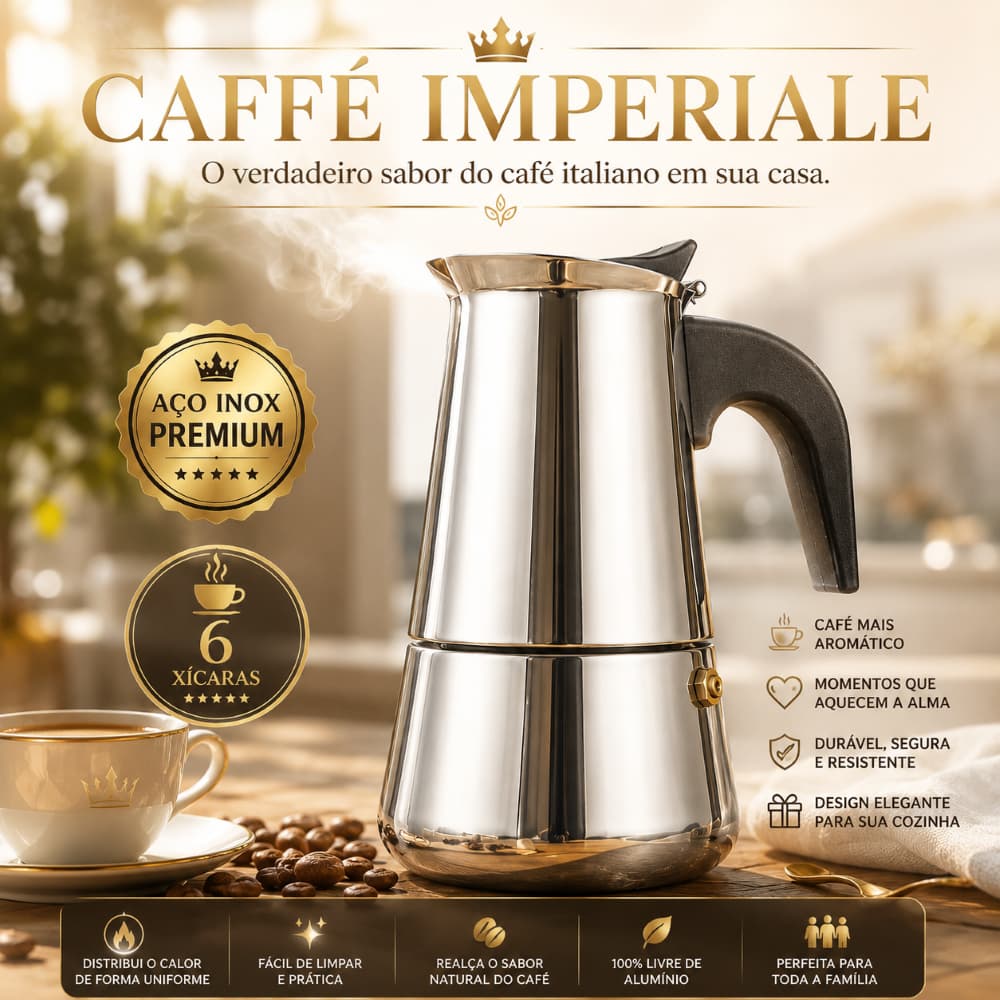 Cafeteira Italiana Inox 6 Xícaras Moka Café Expresso Cafeteira de Fogão 300ml