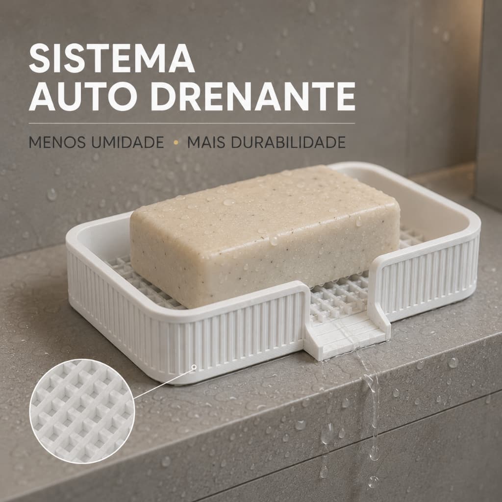 Saboneteira com Drenagem Inteligente Branca Compacta Escoamento Multiuso para Cozinha e Banheiro