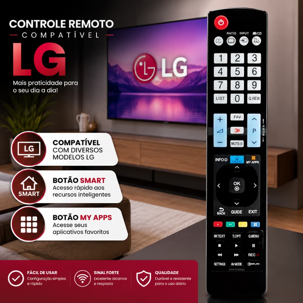 Controle Remoto TV LG Compatível Smart LCD LED Smart My Apps Televisão