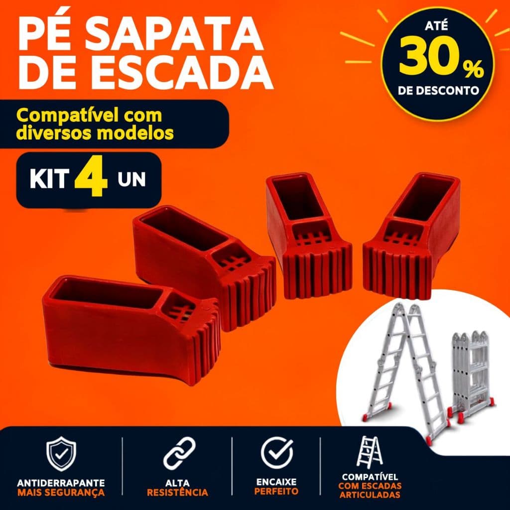 Kit 4 Pé De Plástico Sapata Escada Articulada Multifuncional Botafogo