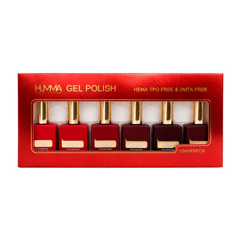 Kit 6 Esmalte Em Gel Vermelho Coleção Desejos Humma - 12ml cada