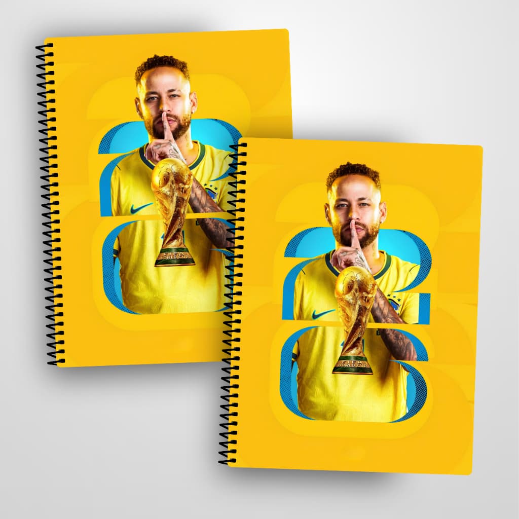 Kit Cadernos Neymar 1 e 10 Matérias Personalizado Capa Dura