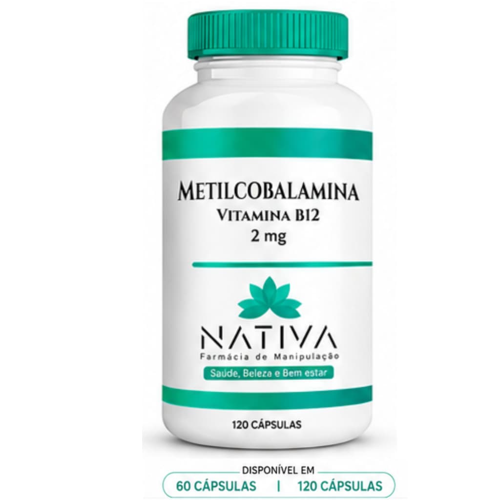 Vitamina B12 2mg (2.000mcg) Metilcobalamina Original 60 ou 120 cápsulas