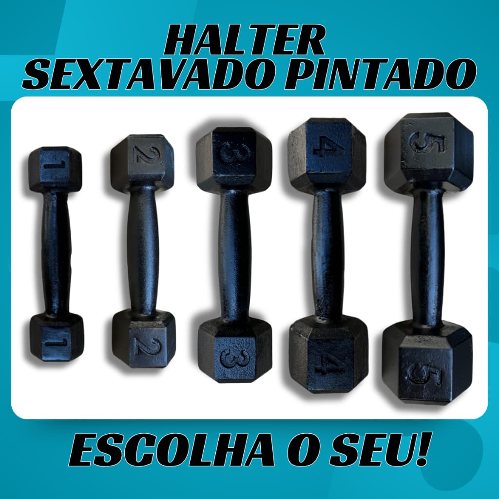 Halter Sextavado Pintado 1kg a 5kg- Peso de Academia