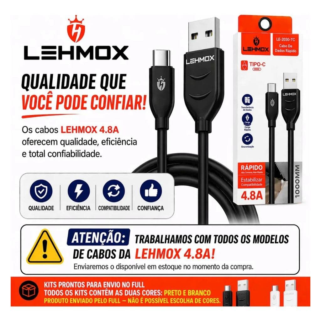 Cabo Usb Tipo C 4.8a Dados Carregador Rápido
